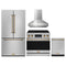 Gordon Ramsay by Thor Kitchen 4-Piece Appliance Package -  36-Inch Electric Range, Wall Mount Range Hood, 36-Inch French Door Refrigerator, and Dishwasher in Stainless Steel with Bronze Trim