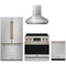 Gordon Ramsay by Thor Kitchen 4-Piece Appliance Package -  36-Inch Electric Range, Wall Mount Range Hood, 36-Inch French Door Refrigerator, and Dishwasher in Stainless Steel with Bronze Trim