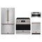 Gordon Ramsay by Thor Kitchen 4-Piece Appliance Package - 36-Inch Electric Range with Tilt Panel, Counter-Depth Refrigerator, Dishwasher, & Microwave Drawer in Stainless Steel with Rose Gold Trim