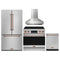 Gordon Ramsay by Thor Kitchen 4-Piece Appliance Package -  36-Inch Electric Range, Wall Mount Range Hood, 36-Inch French Door Refrigerator, and Dishwasher in Stainless Steel with Rose Gold Trim