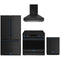 Gordon Ramsay by Thor Kitchen 4-Piece Appliance Package -  36-Inch Electric Range, Wall Mount Range Hood, 36-Inch French Door Refrigerator, and Dishwasher in Black with Blue Trim