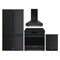 Gordon Ramsay by Thor Kitchen 4-Piece Appliance Package -  36-Inch Electric Range, Wall Mount Range Hood, 36-Inch French Door Refrigerator, and Dishwasher in Black with Blue Trim