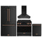 Gordon Ramsay by Thor Kitchen 4-Piece Appliance Package -  36-Inch Electric Range, Wall Mount Range Hood, 36-Inch French Door Refrigerator, and Dishwasher in Black with Rose Gold Trim