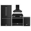 Gordon Ramsay by Thor Kitchen 4-Piece Appliance Package -  36-Inch Electric Range, Wall Mount Range Hood, 36-Inch French Door Refrigerator, and Dishwasher in Black with Bronze Trim