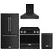 Gordon Ramsay by Thor Kitchen 4-Piece Appliance Package -  36-Inch Electric Range, Wall Mount Range Hood, 36-Inch French Door Refrigerator, and Dishwasher in Black with Bronze Trim
