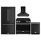 Gordon Ramsay by Thor Kitchen 4-Piece Appliance Package -  36-Inch Electric Range, Wall Mount Range Hood, 36-Inch French Door Refrigerator, and Dishwasher in Black with Bronze Trim