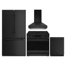 Gordon Ramsay by Thor Kitchen 4-Piece Appliance Package -  36-Inch Electric Range, Wall Mount Range Hood, 36-Inch French Door Refrigerator, and Dishwasher in Black