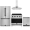 Gordon Ramsay by Thor Kitchen 4-Piece Appliance Package - 36-Inch Electric Range, Counter-Depth Refrigerator, Wall Mount Hood, & Dishwasher in Stainless Steel with Black Trim