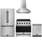 Gordon Ramsay by Thor Kitchen 4-Piece Appliance Package - 36-Inch Electric Range, Counter-Depth Refrigerator, Wall Mount Hood, & Dishwasher in Stainless Steel with Black Trim