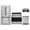 Gordon Ramsay by Thor Kitchen 4-Piece Appliance Package - 36-Inch Electric Range, Counter-Depth Refrigerator, Dishwasher, & Microwave Drawer in Stainless Steel with Blue Trim