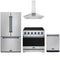 Gordon Ramsay by Thor Kitchen 4-Piece Appliance Package - 36-Inch Electric Range, Counter-Depth Refrigerator, Wall Mount Hood, & Dishwasher in Stainless Steel with Blue Trim