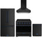 Gordon Ramsay by Thor Kitchen 4-Piece Appliance Package - 36-Inch Electric Range, Counter-Depth Refrigerator, Wall Mount Hood, & Dishwasher in Black with Blue Trim