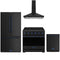 Gordon Ramsay by Thor Kitchen 4-Piece Appliance Package - 36-Inch Electric Range, Counter-Depth Refrigerator, Wall Mount Hood, & Dishwasher in Matte Black with Blue Trim
