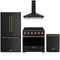 Gordon Ramsay by Thor Kitchen 4-Piece Appliance Package - 36-Inch Electric Range, Counter-Depth Refrigerator, Wall Mount Hood, & Dishwasher in Matte Black with Rose Gold Trim
