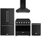 Gordon Ramsay by Thor Kitchen 4-Piece Appliance Package - 36-Inch Electric Range, Counter-Depth Refrigerator, Wall Mount Hood, & Dishwasher in Black with Stainless Steel Trim