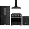 Gordon Ramsay by Thor Kitchen 4-Piece Appliance Package - 36-Inch Electric Range, Counter-Depth Refrigerator, Wall Mount Hood, & Dishwasher in Matte Black with Stainless Steel Trim