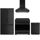Black Thor Kitchen appliance package with 36-inch range, range hood, counter-depth refrigerator, dishwasher