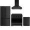 Gordon Ramsay by Thor Kitchen 4-Piece Appliance Package - 36-Inch Electric Range, Counter-Depth Refrigerator, Wall Mount Hood, & Dishwasher in Black