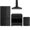 Gordon Ramsay by Thor Kitchen 4-Piece Appliance Package - 36-Inch Electric Range, Counter-Depth Refrigerator, Wall Mount Hood, & Dishwasher in Matte Black