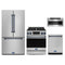 Gordon Ramsay by Thor Kitchen 4-Piece Appliance Package - 30-Inch Natural Gas Range with Tilt Panel, Counter-Depth Refrigerator, Dishwasher, & Microwave Drawer in Stainless Steel with Blue Trim