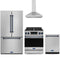 Gordon Ramsay by Thor Kitchen 4-Piece Appliance Package - 30-Inch Propane Gas Range, Counter-Depth Refrigerator, Wall Mount Hood, & Dishwasher in Stainless Steel with Blue Trim