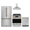 Gordon Ramsay by Thor Kitchen 4-Piece Appliance Package - 30-Inch Natural Gas Range, Counter-Depth Refrigerator, Wall Mount Hood, & Dishwasher in Stainless Steel with Bronze Trim