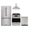 Gordon Ramsay by Thor Kitchen 4-Piece Appliance Package - 30-Inch Natural Gas Range, Counter-Depth Refrigerator, Wall Mount Hood, & Dishwasher in Stainless Steel with Rose Gold Trim