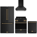 Black Thor Kitchen appliance package with 30-inch range, range hood, counter-depth refrigerator, dishwasher