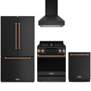Black Thor Kitchen appliance package with 30-inch range, range hood, counter-depth refrigerator, dishwasher