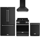 Black Thor Kitchen appliance package with 30-inch range, range hood, counter-depth refrigerator, dishwasher