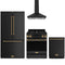 Gordon Ramsay by Thor Kitchen 4-Piece Appliance Package - 30-Inch Propane Gas Range, Counter-Depth Refrigerator, Wall Mount Hood, & Dishwasher in Matte Black with Bronze Trim