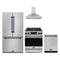 Gordon Ramsay by Thor Kitchen 4-Piece Appliance Package - 30-Inch Propane Gas Range, Counter-Depth Refrigerator, Wall Mount Hood, & Dishwasher in Stainless Steel with Blue Trim