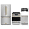 Gordon Ramsay by Thor Kitchen 4-Piece Appliance Package - 30-Inch Propane Gas Range with Tilt Panel, Counter-Depth Refrigerator, Dishwasher, & Microwave Drawer in Stainless Steel with Bronze Trim