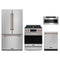 Gordon Ramsay by Thor Kitchen 4-Piece Appliance Package - 30-Inch Propane Gas Range with Tilt Panel, Counter-Depth Refrigerator, Dishwasher, & Microwave Drawer in Stainless Steel with Rose Gold Trim