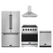 Gordon Ramsay by Thor Kitchen 4-Piece Appliance Package - 30-Inch Natural Gas Range, Counter-Depth Refrigerator, Wall Mount Hood, & Dishwasher in Stainless Steel with Black Trim