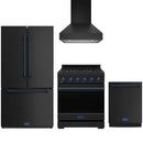 Black Thor Kitchen appliance package with 30-inch range, range hood, counter-depth refrigerator, dishwasher