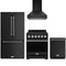 Gordon Ramsay by Thor Kitchen 4-Piece Appliance Package - 30-Inch Natural Gas Range, Counter-Depth Refrigerator, Wall Mount Hood, & Dishwasher in Black with Stainless Steel Trim