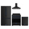Gordon Ramsay by Thor Kitchen 4-Piece Appliance Package - 30-Inch Propane Gas Range, Counter-Depth Refrigerator, Wall Mount Hood, & Dishwasher in Matte Black with Blue Trim