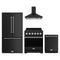 Gordon Ramsay by Thor Kitchen 4-Piece Appliance Package - 30-Inch Propane Gas Range, Counter-Depth Refrigerator, Wall Mount Hood, & Dishwasher in Matte Black with Stainless Steel Trim