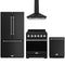Gordon Ramsay by Thor Kitchen 4-Piece Appliance Package - 30-Inch Propane Gas Range, Counter-Depth Refrigerator, Wall Mount Hood, & Dishwasher in Black with Stainless Steel Trim