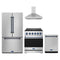 Gordon Ramsay by Thor Kitchen 4-Piece Appliance Package - 30-Inch Propane Gas Range, Counter-Depth Refrigerator, Wall Mount Hood, & Dishwasher in Stainless Steel with Blue Trim