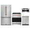 Gordon Ramsay by Thor Kitchen 4-Piece Appliance Package - 30-Inch Propane Gas Range, Counter-Depth Refrigerator, Dishwasher, & Microwave Drawer in Stainless Steel with Rose Gold Trim
