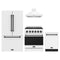 Gordon Ramsay by Thor Kitchen 4-Piece Appliance Package - 30-Inch Natural Gas Range, Counter-Depth Refrigerator, Wall Mount Hood, & Dishwasher in White with Black Trim