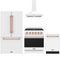 Gordon Ramsay by Thor Kitchen 4-Piece Appliance Package - 30-Inch Natural Gas Range, Counter-Depth Refrigerator, Wall Mount Hood, & Dishwasher in White with Rose Gold Trim