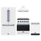 Gordon Ramsay by Thor Kitchen 4-Piece Appliance Package - 30-Inch Propane Gas Range, Counter-Depth Refrigerator, Wall Mount Hood, & Dishwasher in White with Blue Trim