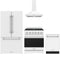Gordon Ramsay by Thor Kitchen 4-Piece Appliance Package - 30-Inch Propane Gas Range, French Door Refrigerator, Wall Mount Hood, & Dishwasher in White