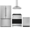 Gordon Ramsay by Thor Kitchen 4-Piece Appliance Package - 30-Inch Propane Gas Range, Counter-Depth Refrigerator, Wall Mount Hood, & Dishwasher in Stainless Steel