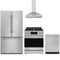 Gordon Ramsay by Thor Kitchen 4-Piece Appliance Package - 30-Inch Propane Gas Range, Counter-Depth Refrigerator, Wall Mount Hood, & Dishwasher in Stainless Steel