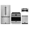 Gordon Ramsay by Thor Kitchen 4-Piece Appliance Package - 36-Inch Natural Gas Range with Tilt Panel, Counter-Depth Refrigerator, Dishwasher, & Microwave Drawer in Stainless Steel with Black Trim
