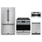 Gordon Ramsay by Thor Kitchen 4-Piece Appliance Package - 36-Inch Natural Gas Range with Tilt Panel, Counter-Depth Refrigerator, Dishwasher, & Microwave Drawer in Stainless Steel with Blue Trim